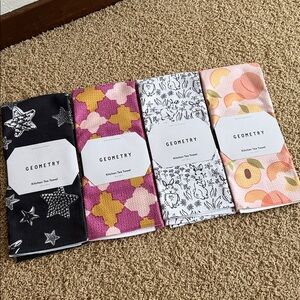 Set of 4 Geometry Kitchen Tea Towels